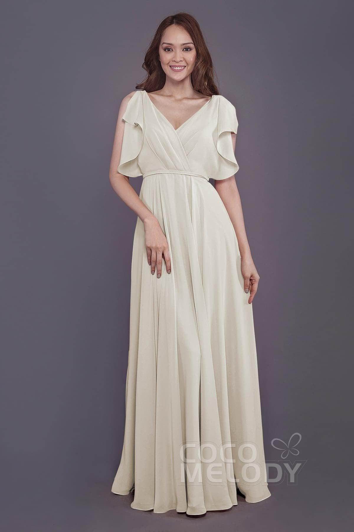 Sheath-Column Floor Length Chiffon Bridesmaid Dress PR3568