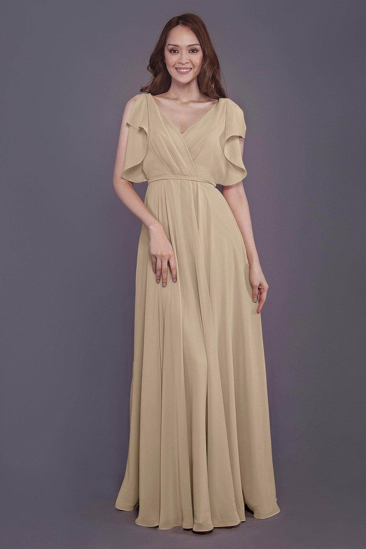 Sheath-Column Floor Length Chiffon Bridesmaid Dress PR3568