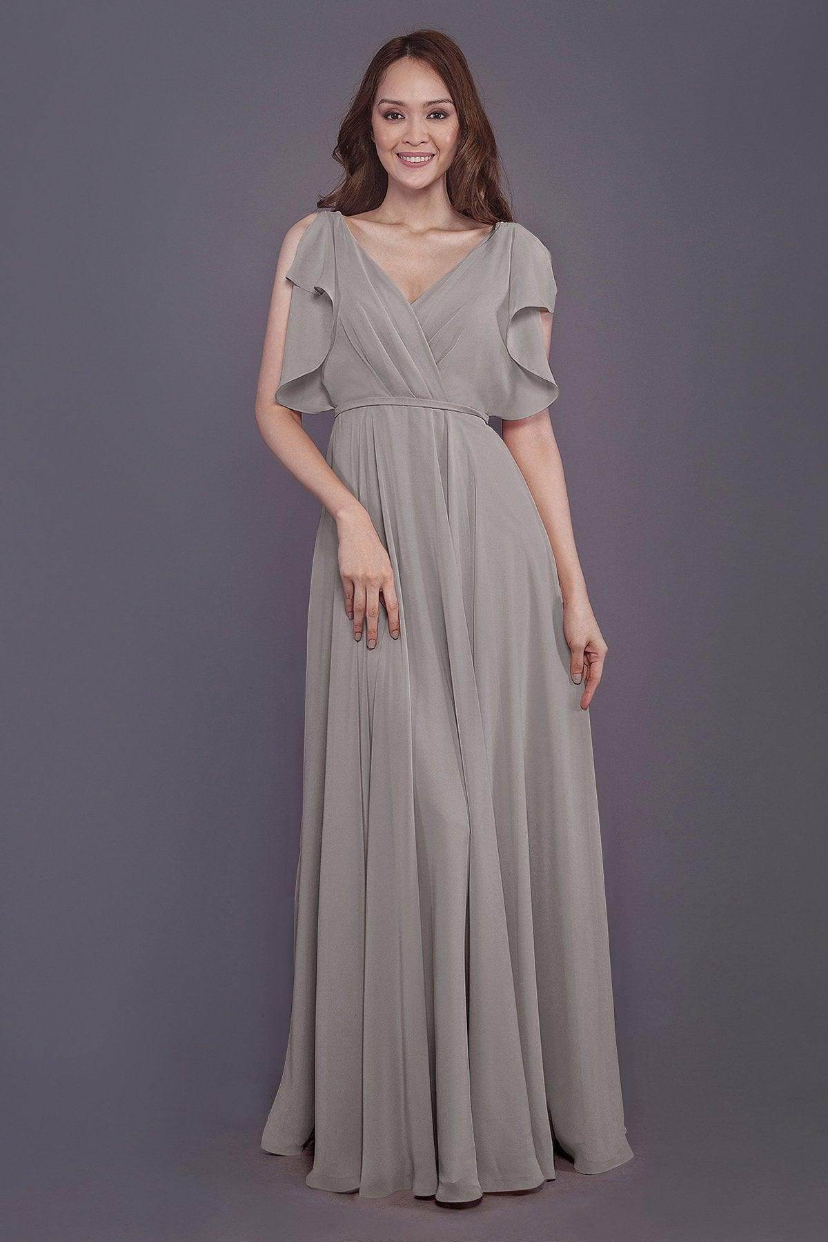 Sheath-Column Floor Length Chiffon Bridesmaid Dress PR3568
