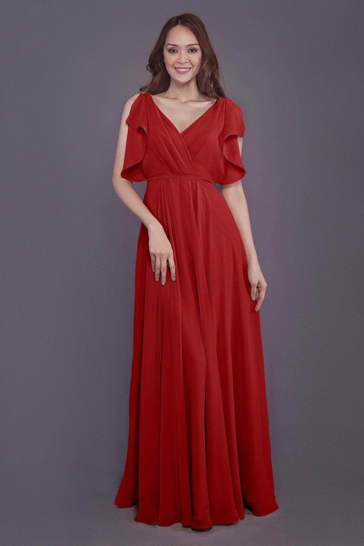 Sheath-Column Floor Length Chiffon Bridesmaid Dress PR3568