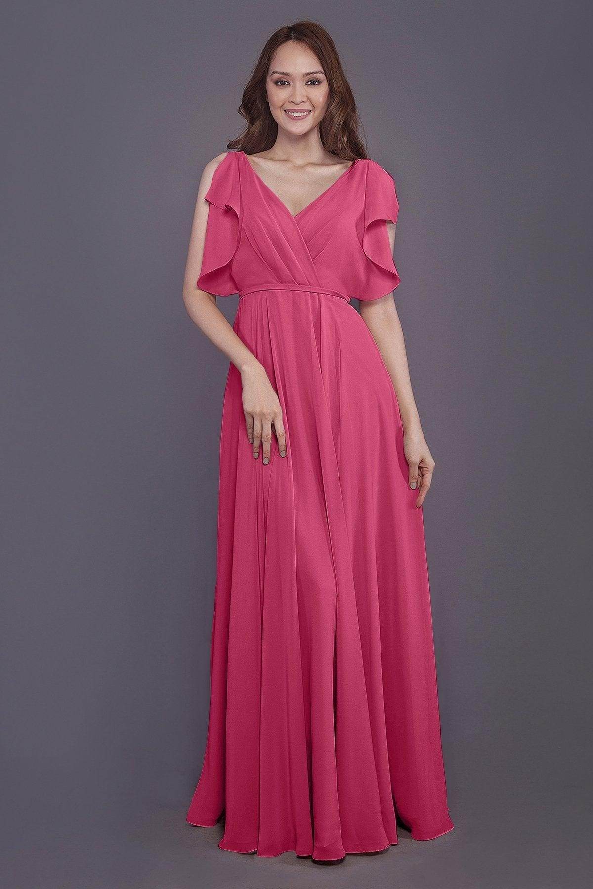 Sheath-Column Floor Length Chiffon Bridesmaid Dress PR3568
