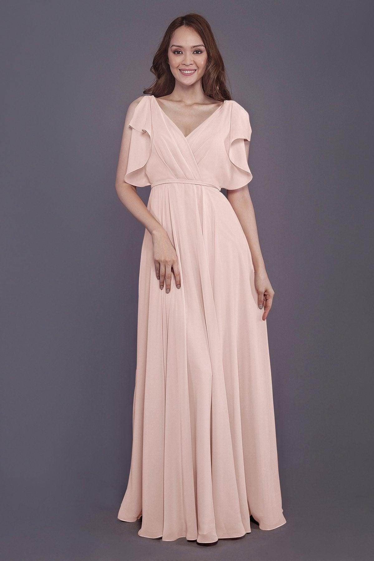 Sheath-Column Floor Length Chiffon Bridesmaid Dress PR3568