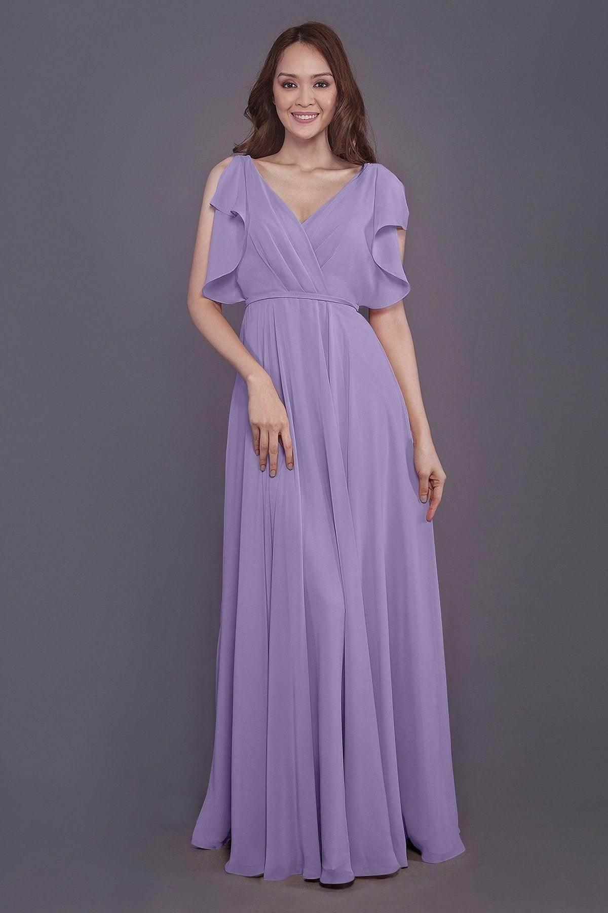 Sheath-Column Floor Length Chiffon Bridesmaid Dress PR3568