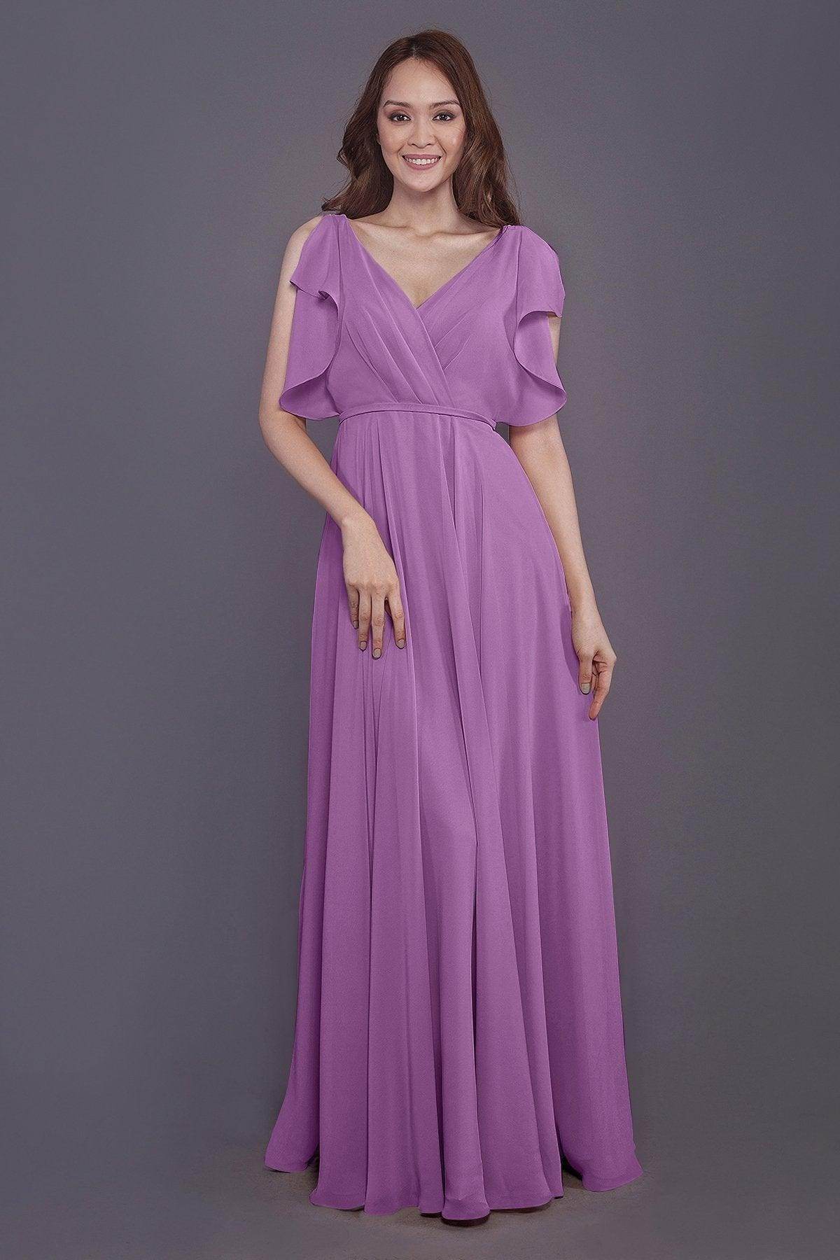 Sheath-Column Floor Length Chiffon Bridesmaid Dress PR3568