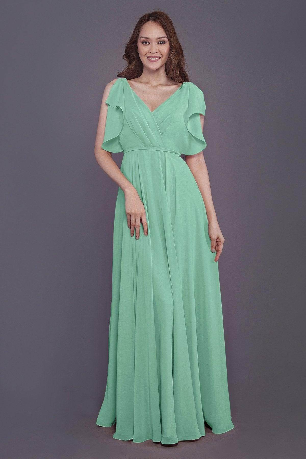 Sheath-Column Floor Length Chiffon Bridesmaid Dress PR3568