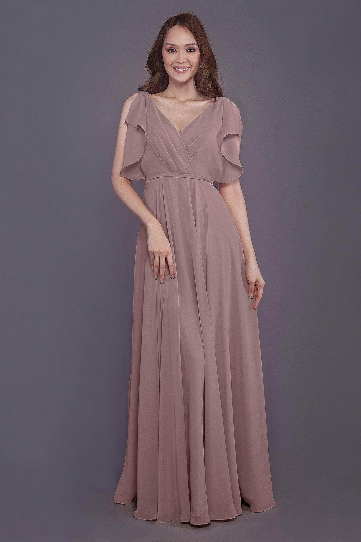 Sheath-Column Floor Length Chiffon Bridesmaid Dress PR3568