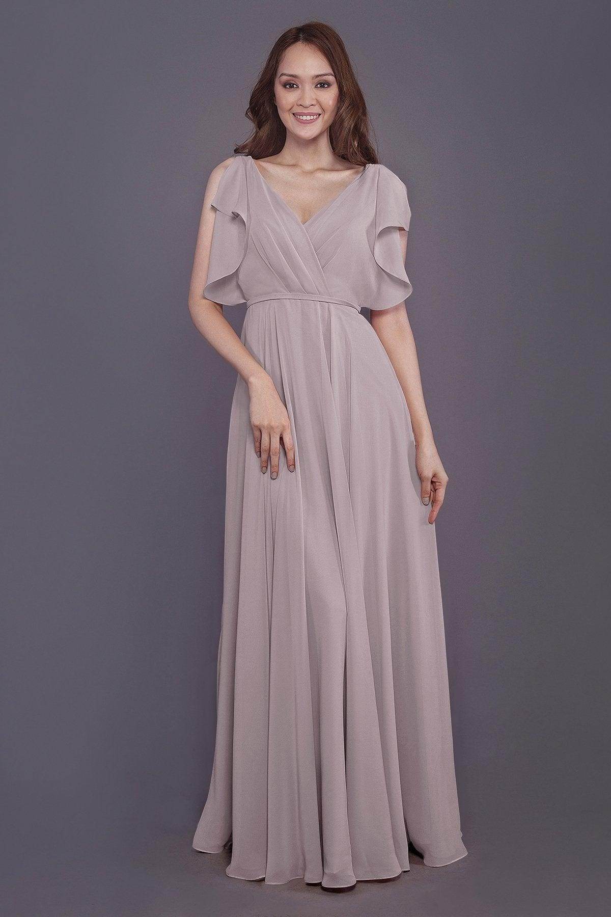 Sheath-Column Floor Length Chiffon Bridesmaid Dress PR3568