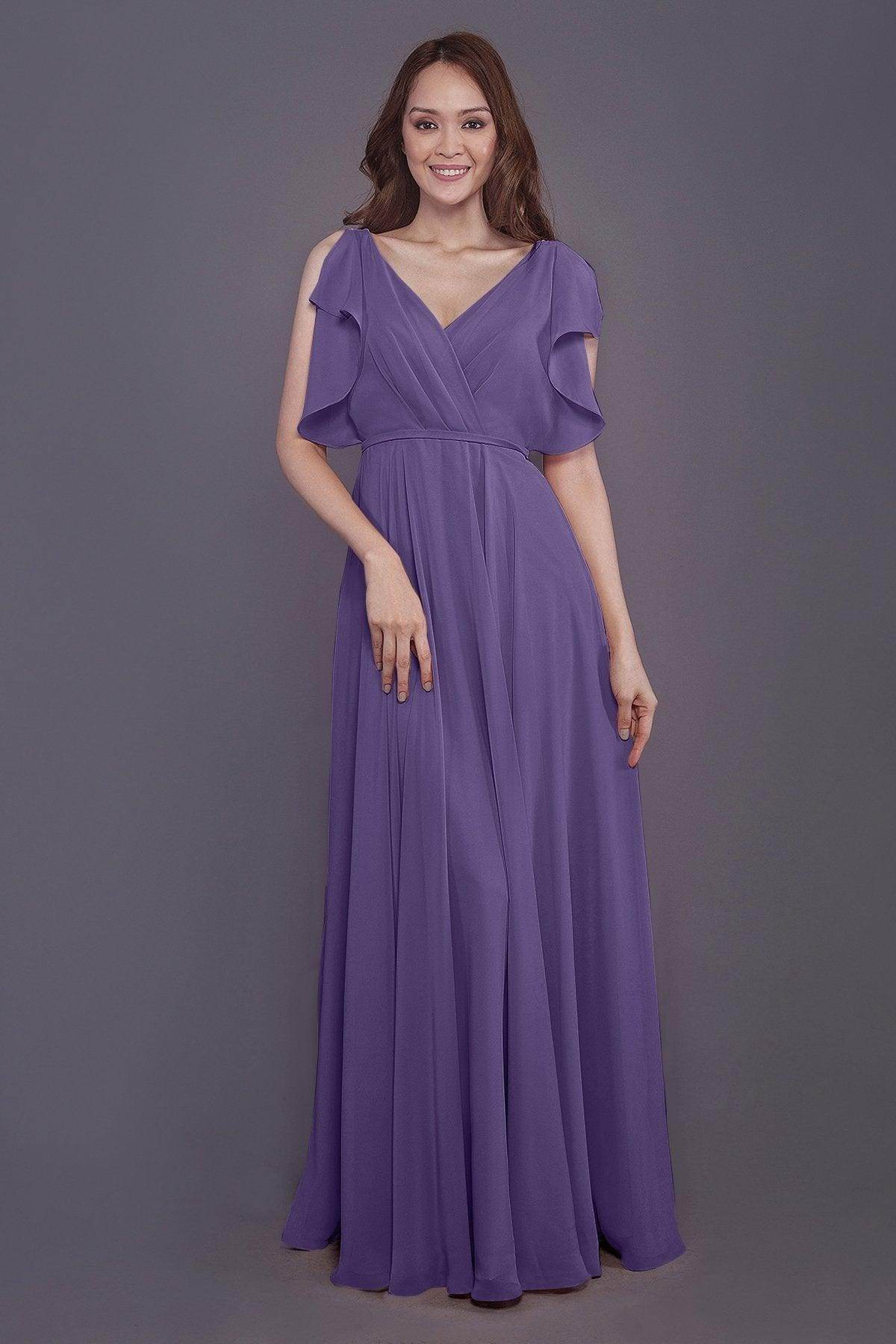 Sheath-Column Floor Length Chiffon Bridesmaid Dress PR3568