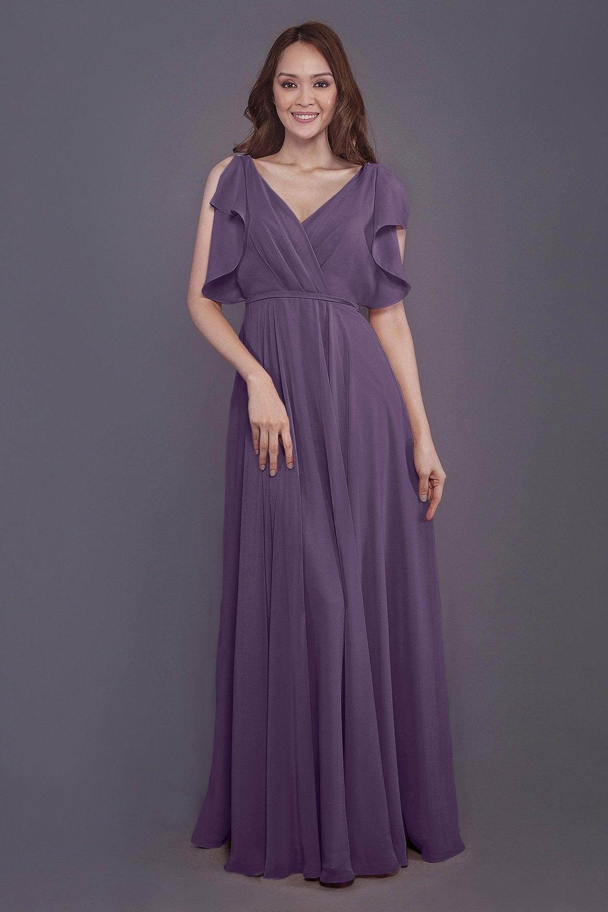 Sheath-Column Floor Length Chiffon Bridesmaid Dress PR3568