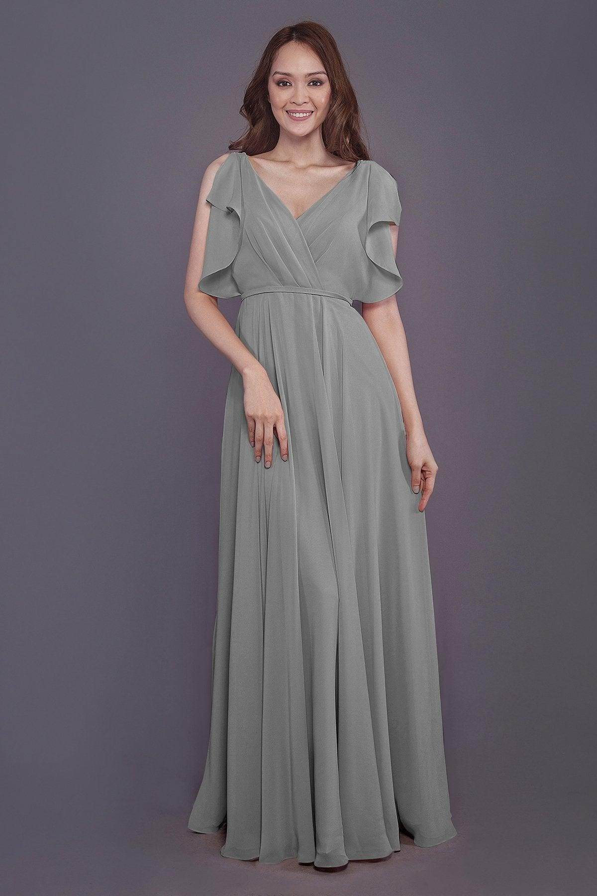 Sheath-Column Floor Length Chiffon Bridesmaid Dress PR3568