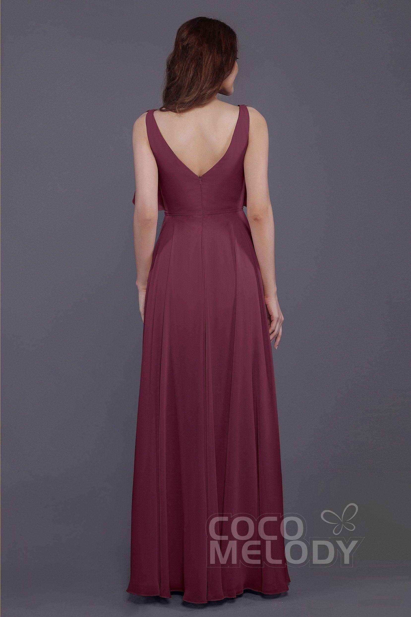 Sheath-Column Floor Length Chiffon Bridesmaid Dress PR3568