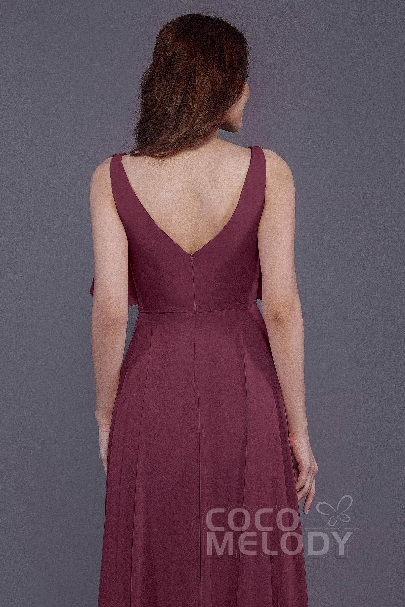 Sheath-Column Floor Length Chiffon Bridesmaid Dress PR3568
