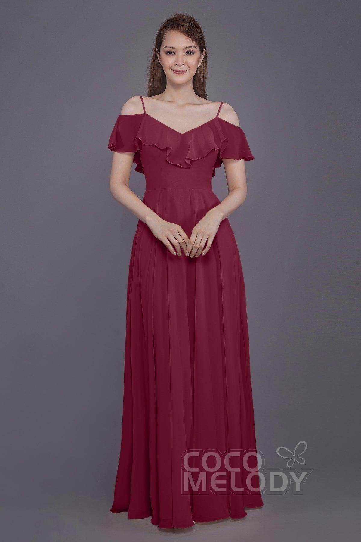 Sheath-Column Floor Length Chiffon Bridesmaid Dress PR3570PS