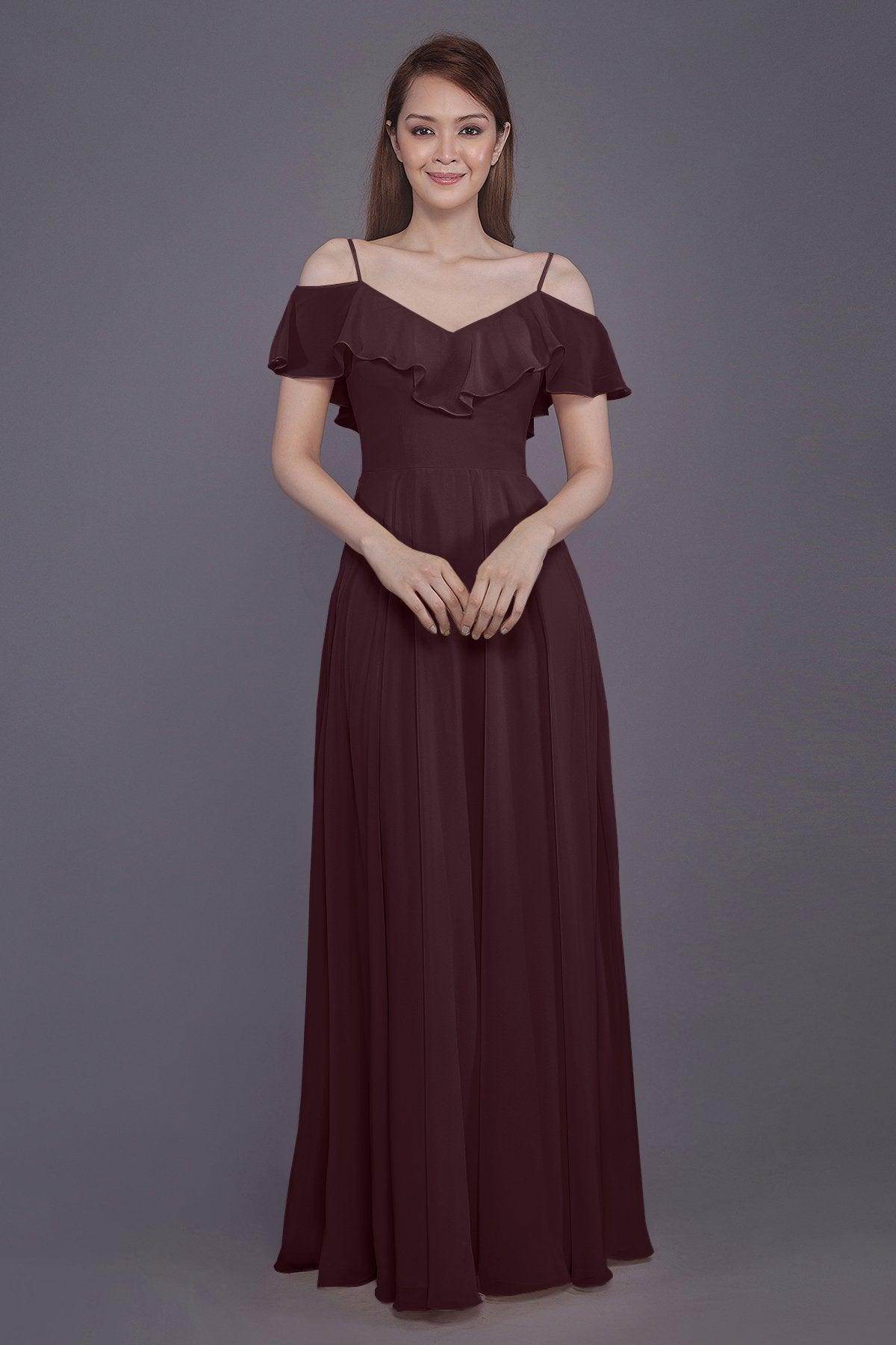 Sheath-Column Floor Length Chiffon Bridesmaid Dress PR3570PS