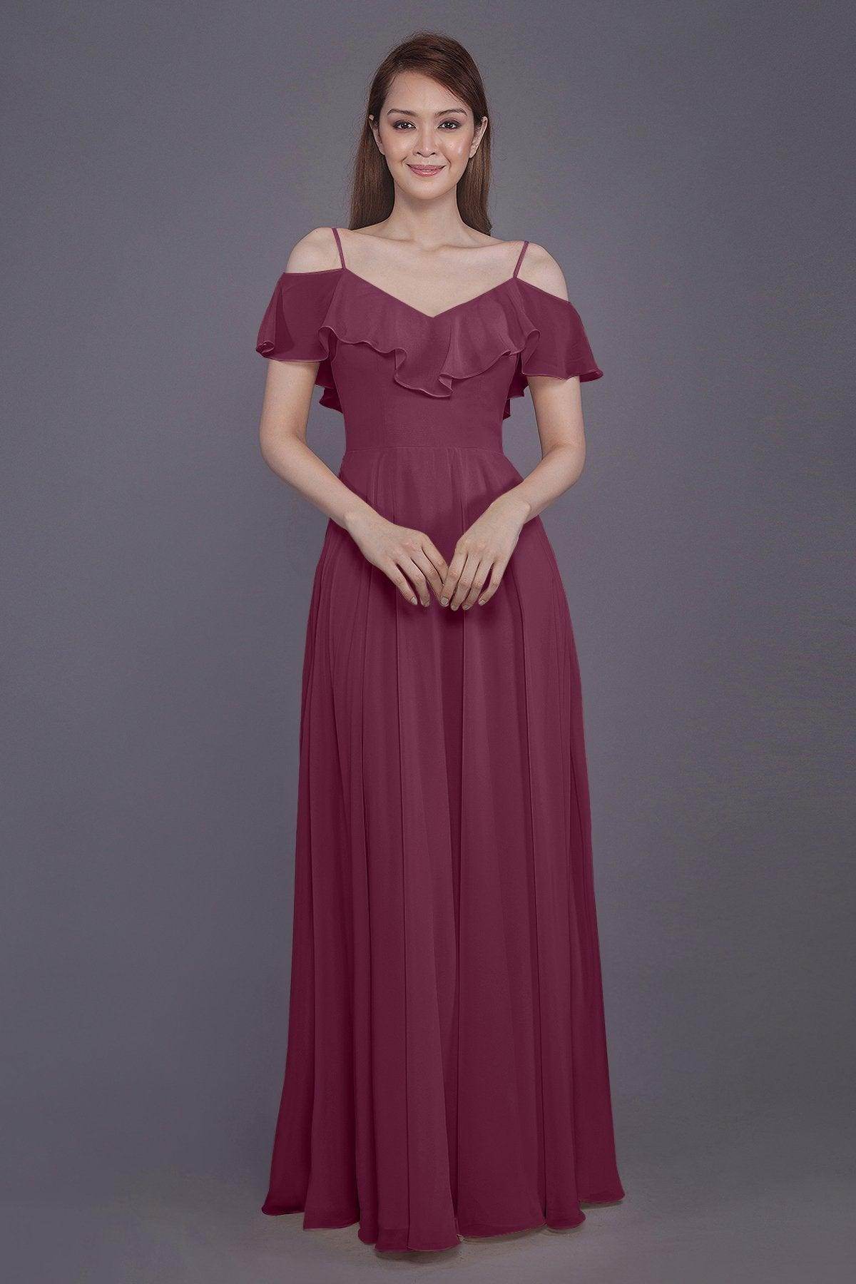 Sheath-Column Floor Length Chiffon Bridesmaid Dress PR3570