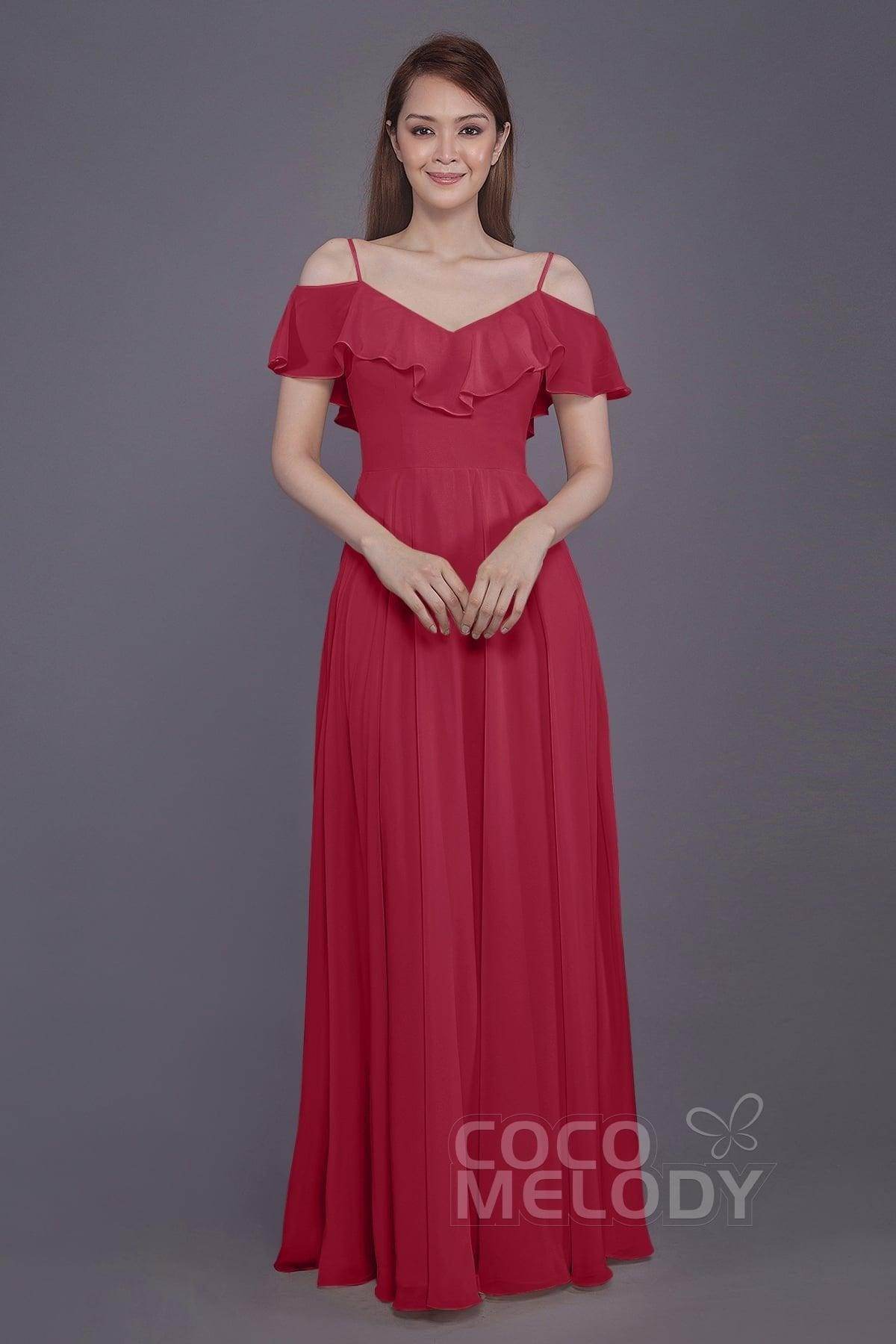 Sheath-Column Floor Length Chiffon Bridesmaid Dress PR3570PS