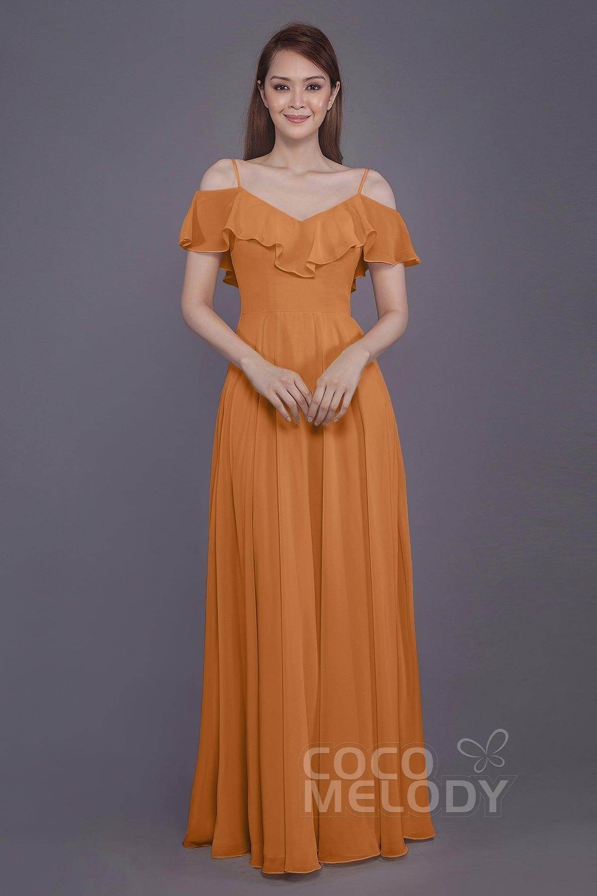 Sheath-Column Floor Length Chiffon Bridesmaid Dress PR3570PS