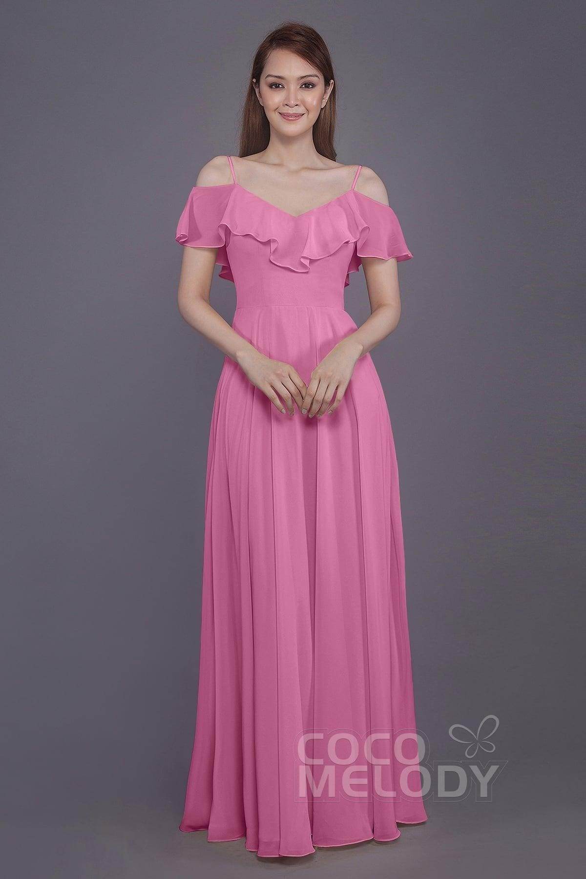 Sheath-Column Floor Length Chiffon Bridesmaid Dress PR3570PS