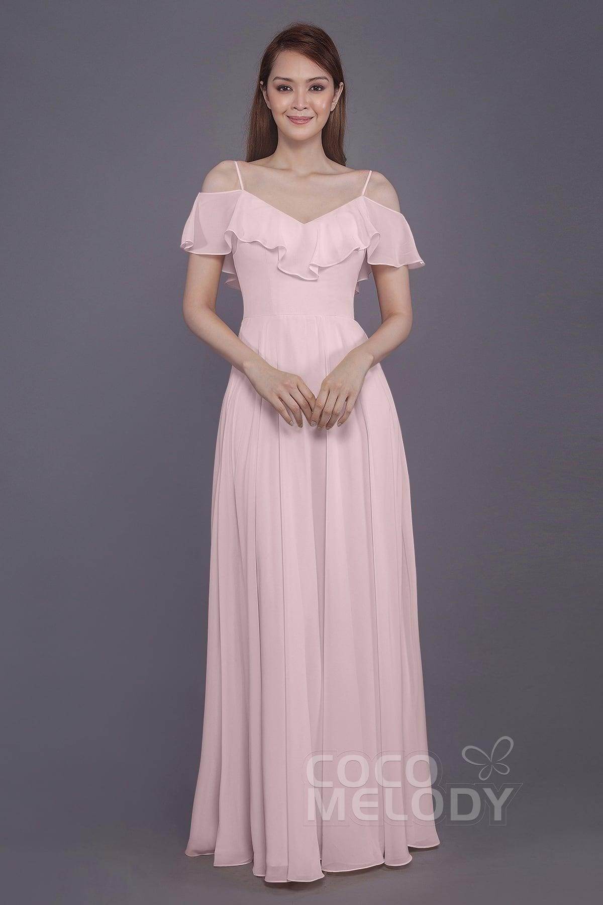 Sheath-Column Floor Length Chiffon Bridesmaid Dress PR3570PS