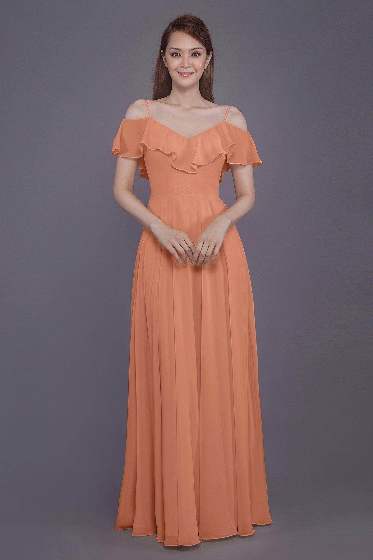 Sheath-Column Floor Length Chiffon Bridesmaid Dress PR3570PS