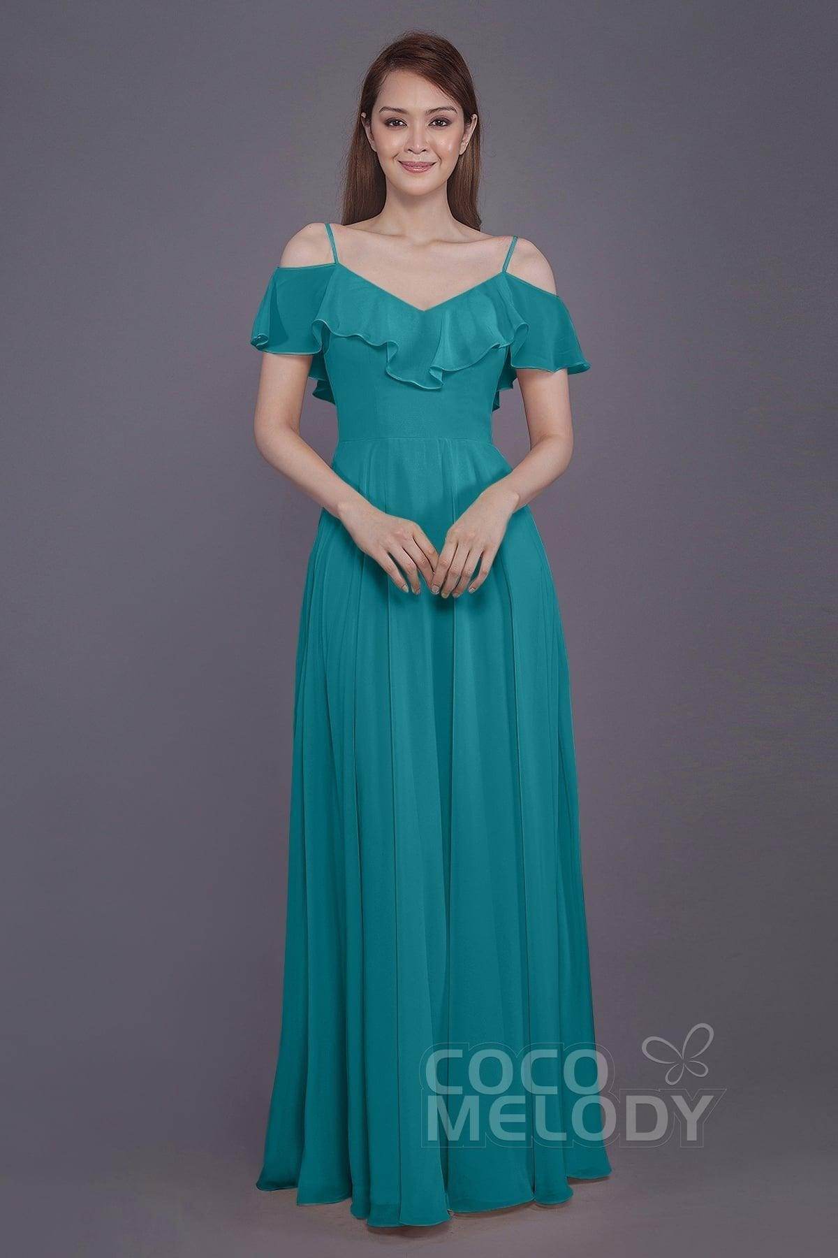 Sheath-Column Floor Length Chiffon Bridesmaid Dress PR3570PS