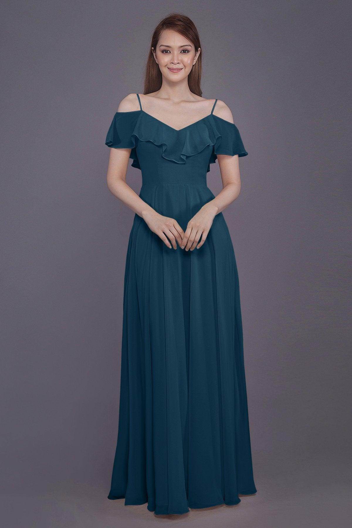 Sheath-Column Floor Length Chiffon Bridesmaid Dress PR3570PS