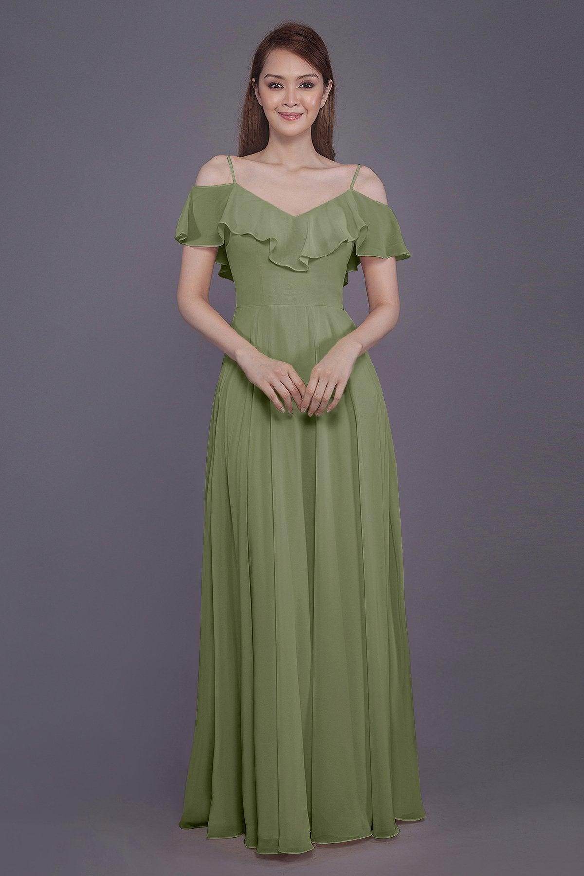 Sheath-Column Floor Length Chiffon Bridesmaid Dress PR3570