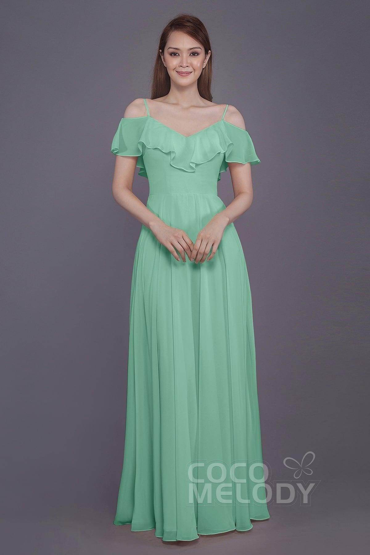 Sheath-Column Floor Length Chiffon Bridesmaid Dress PR3570