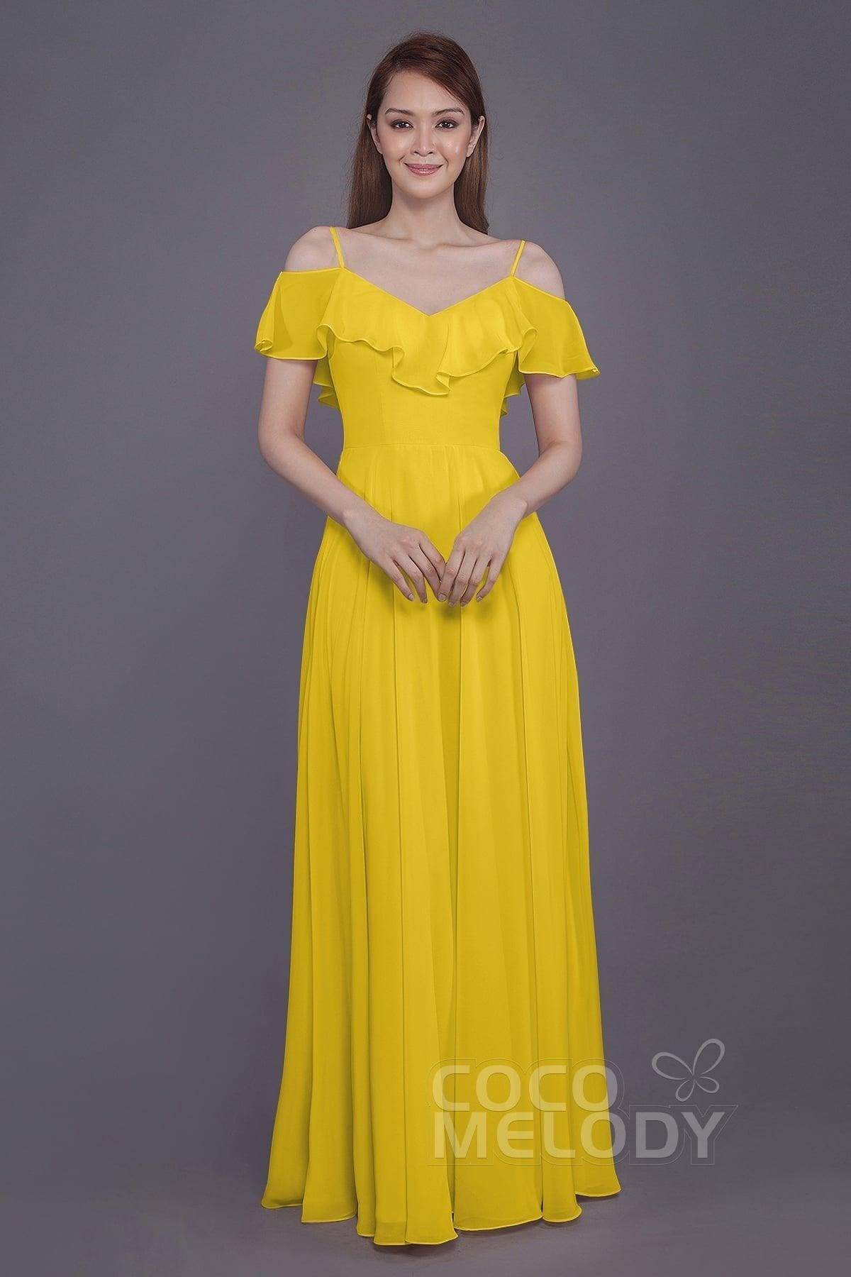 Sheath-Column Floor Length Chiffon Bridesmaid Dress PR3570PS