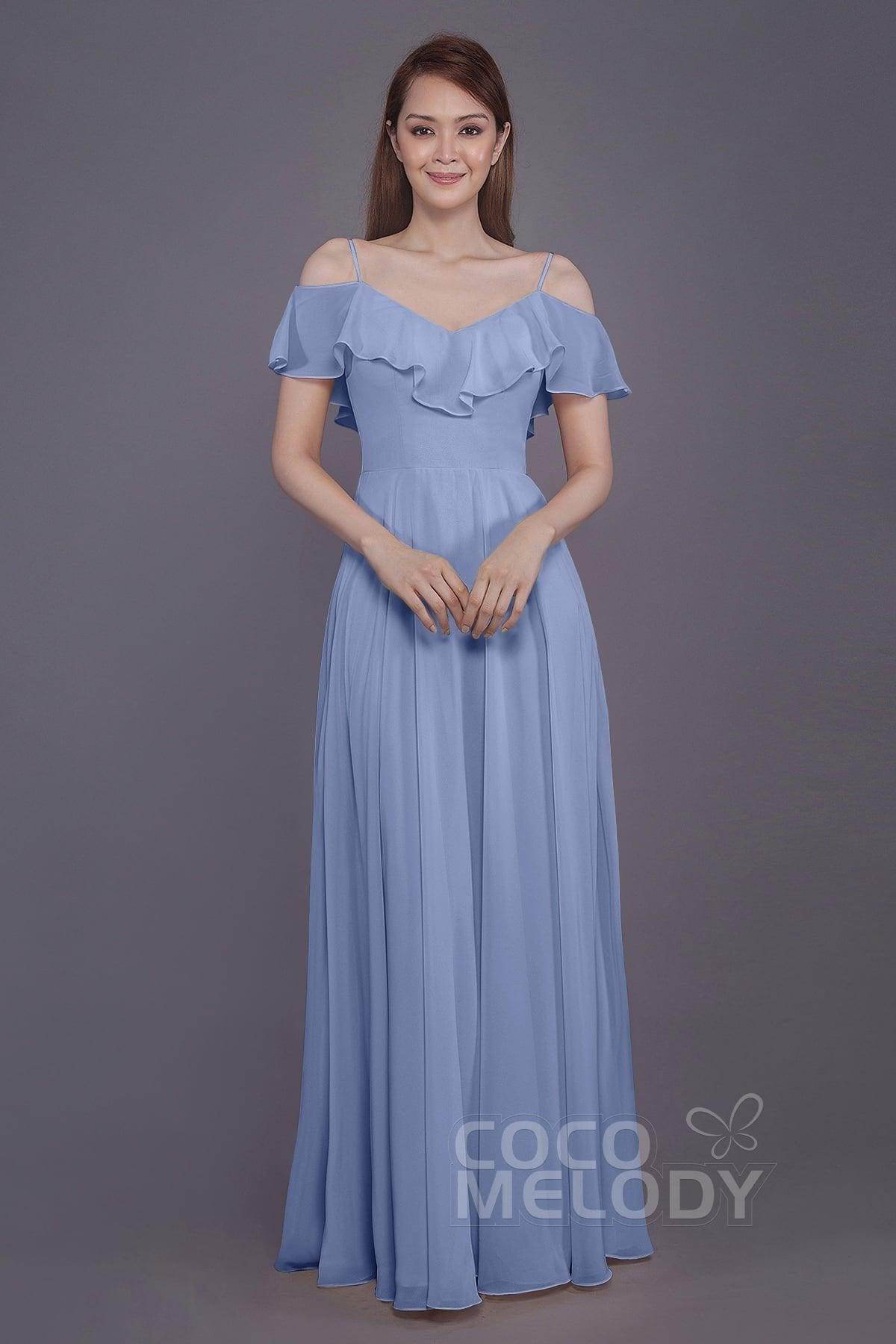 Sheath-Column Floor Length Chiffon Bridesmaid Dress PR3570PS