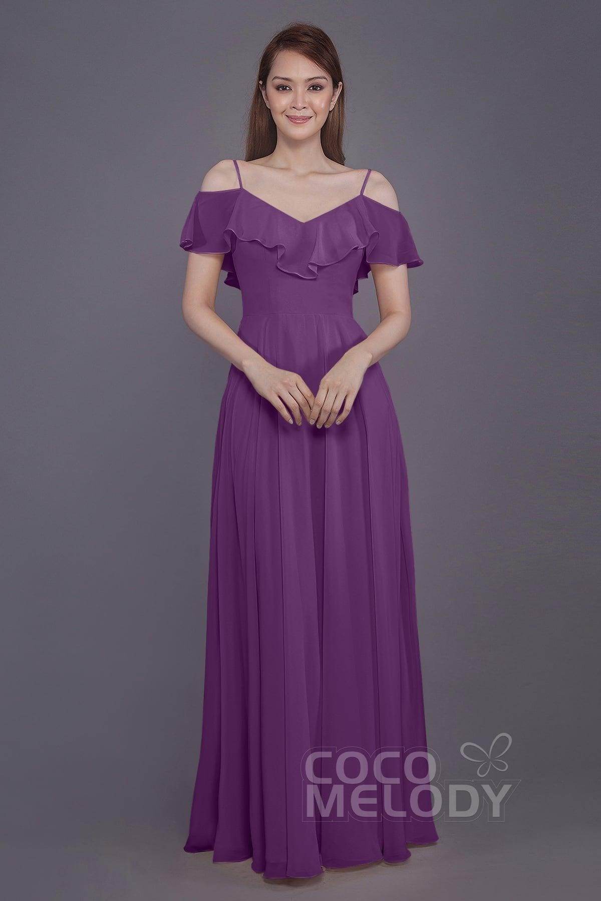 Sheath-Column Floor Length Chiffon Bridesmaid Dress PR3570