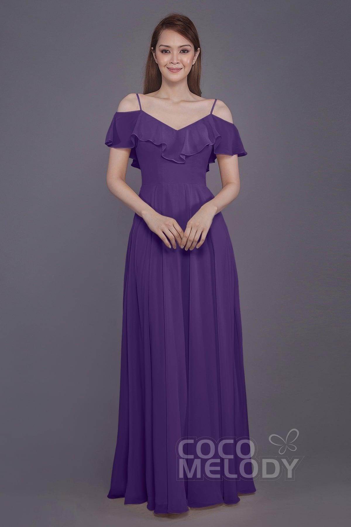 Sheath-Column Floor Length Chiffon Bridesmaid Dress PR3570