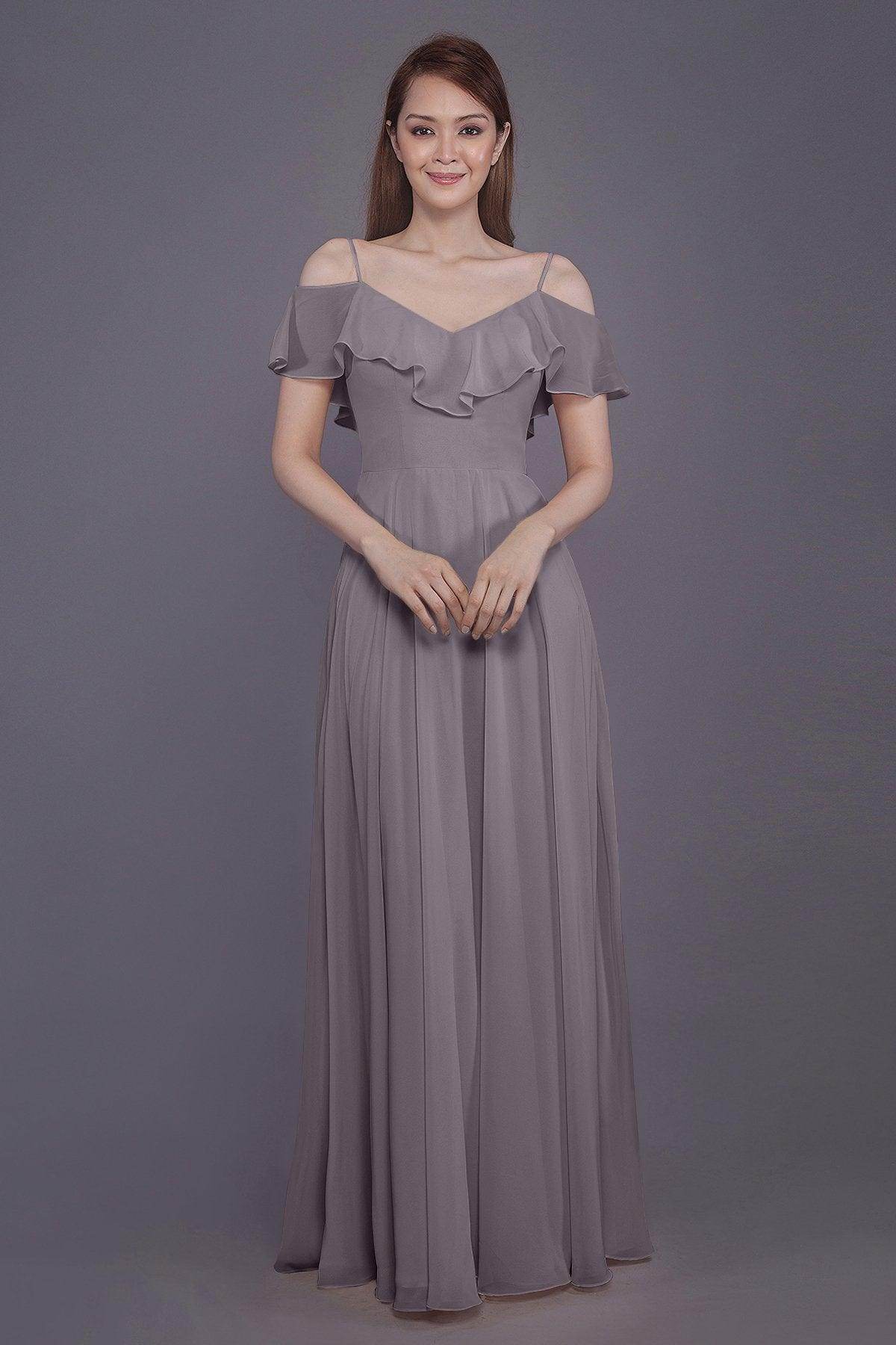 Sheath-Column Floor Length Chiffon Bridesmaid Dress PR3570PS
