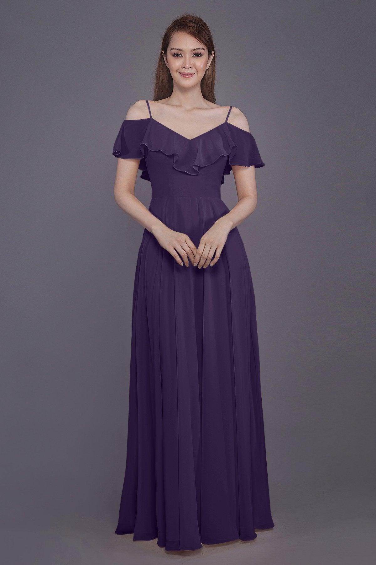 Sheath-Column Floor Length Chiffon Bridesmaid Dress PR3570PS