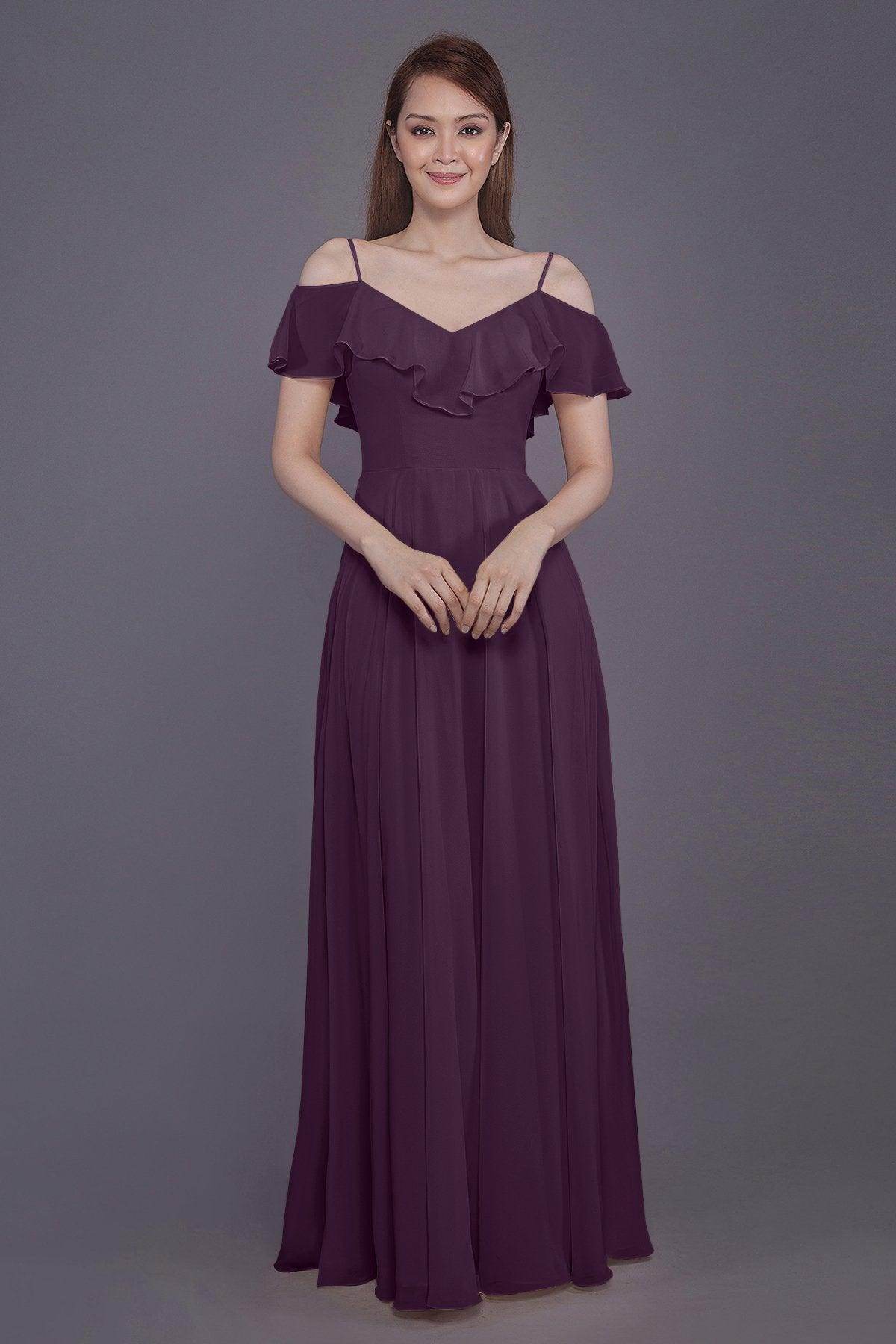 Sheath-Column Floor Length Chiffon Bridesmaid Dress PR3570PS