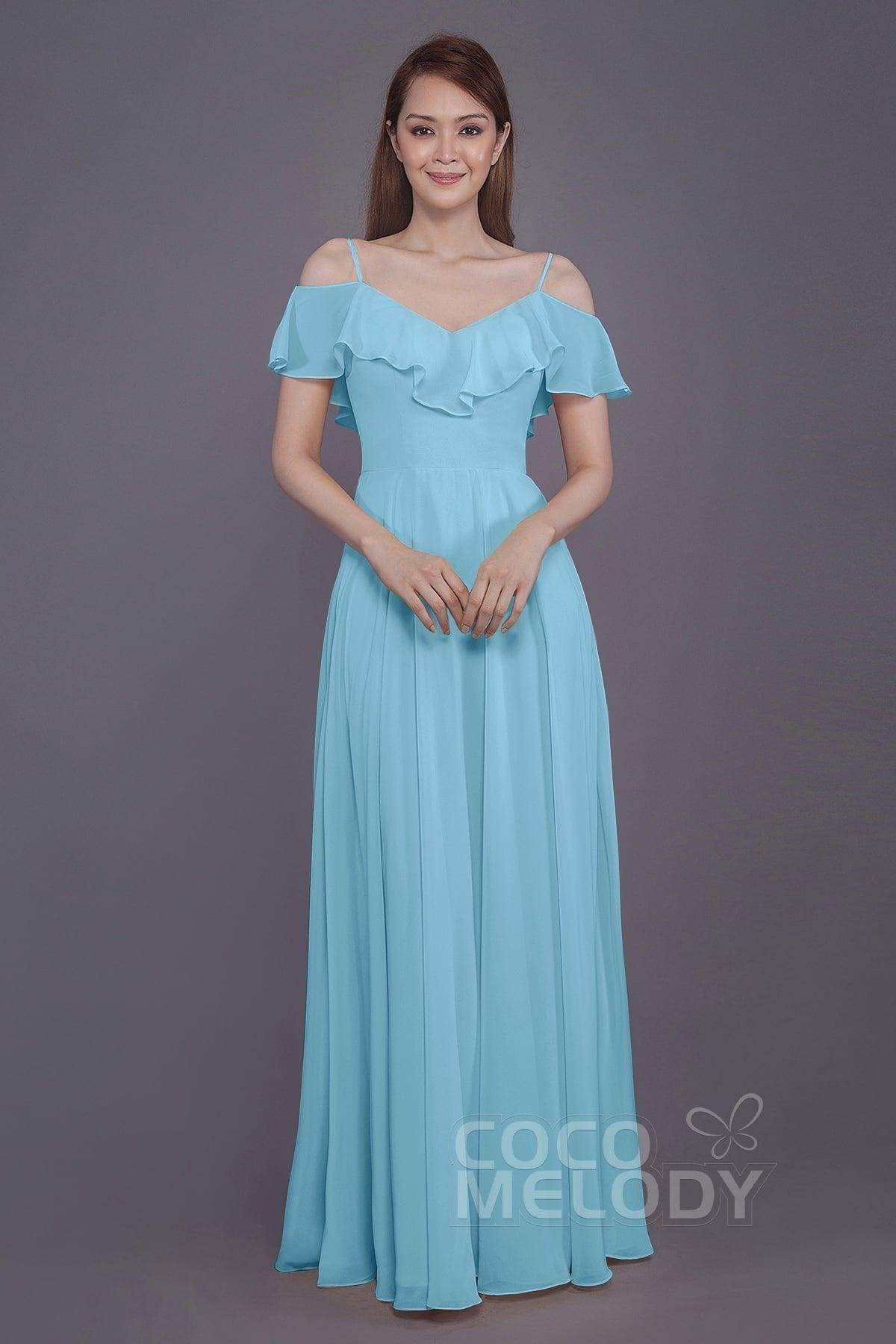 Sheath-Column Floor Length Chiffon Bridesmaid Dress PR3570PS