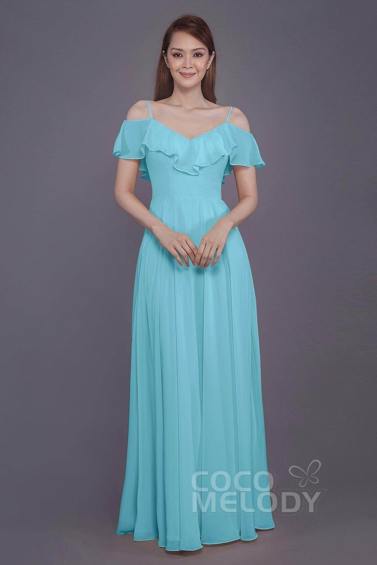 Sheath-Column Floor Length Chiffon Bridesmaid Dress PR3570PS