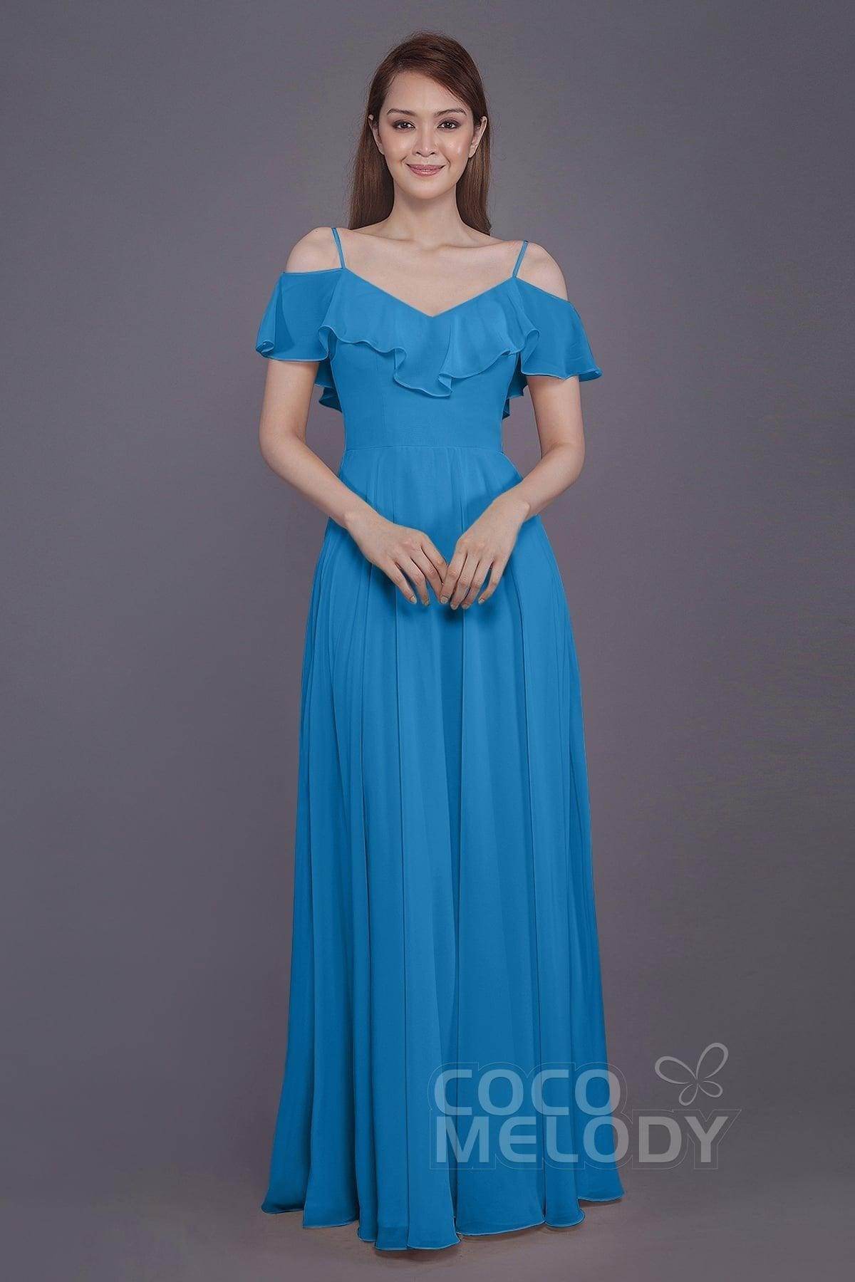Sheath-Column Floor Length Chiffon Bridesmaid Dress PR3570PS