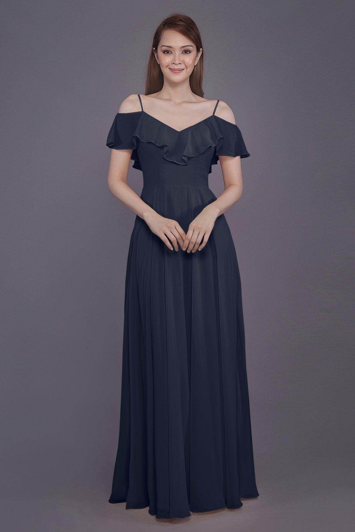Sheath-Column Floor Length Chiffon Bridesmaid Dress PR3570PS