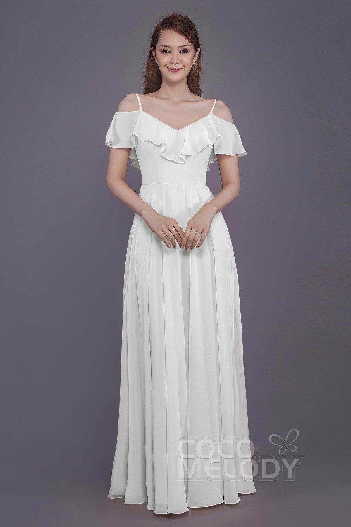 Sheath-Column Floor Length Chiffon Bridesmaid Dress PR3570PS