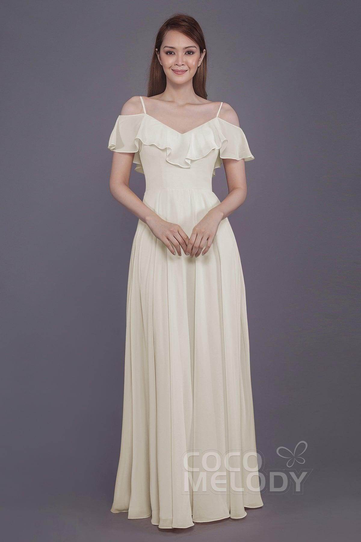 Sheath-Column Floor Length Chiffon Bridesmaid Dress PR3570