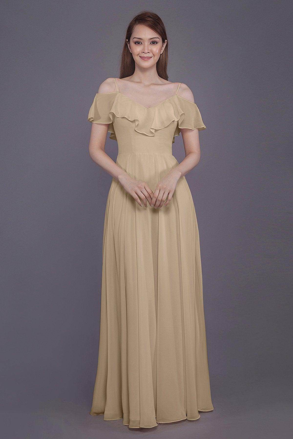 Sheath-Column Floor Length Chiffon Bridesmaid Dress PR3570PS