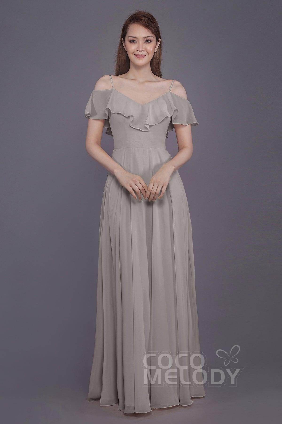 Sheath-Column Floor Length Chiffon Bridesmaid Dress PR3570