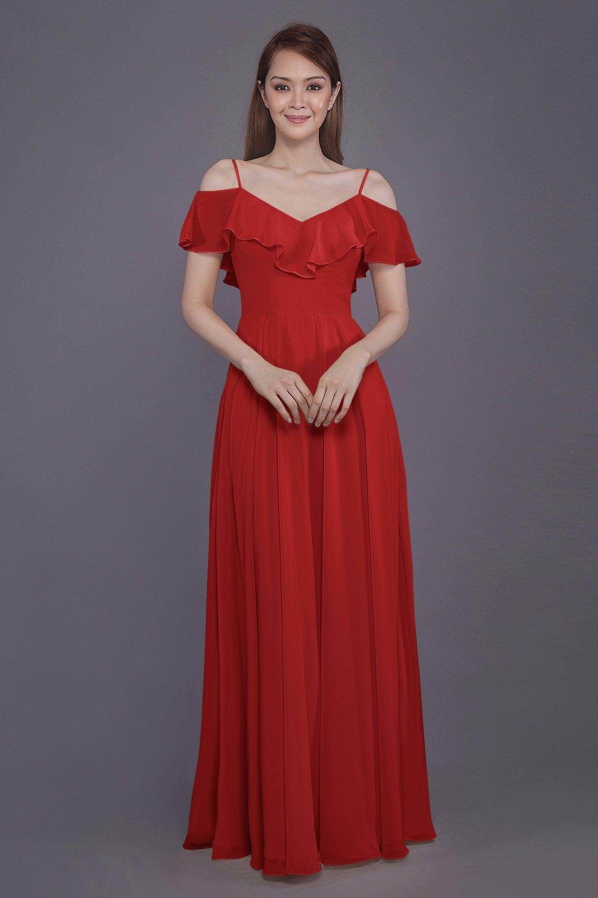 Sheath-Column Floor Length Chiffon Bridesmaid Dress PR3570PS