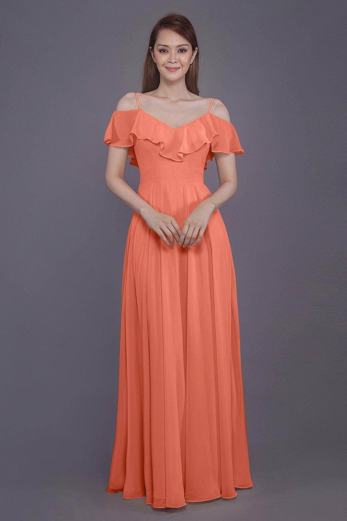 Sheath-Column Floor Length Chiffon Bridesmaid Dress PR3570PS