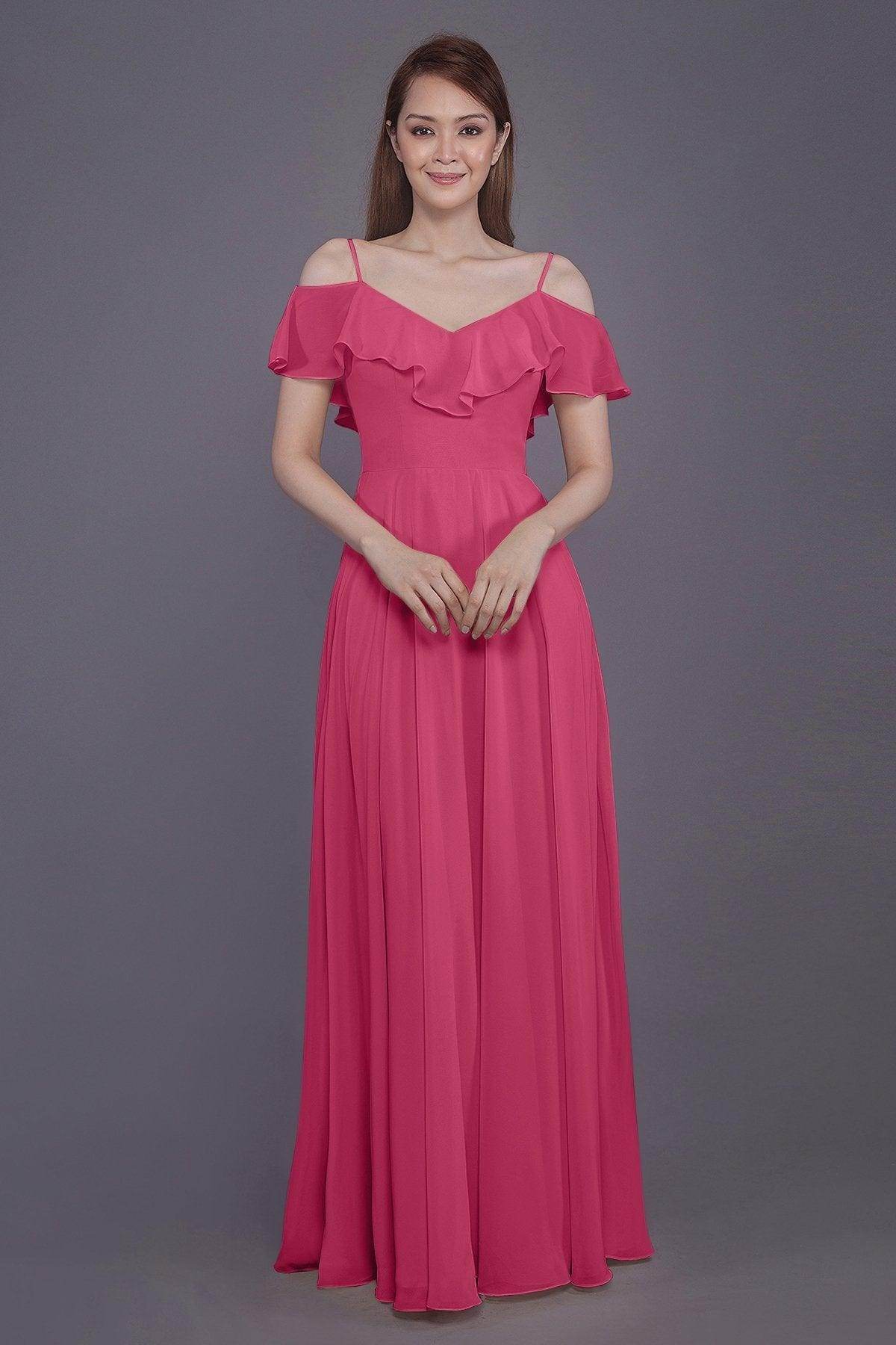Sheath-Column Floor Length Chiffon Bridesmaid Dress PR3570PS