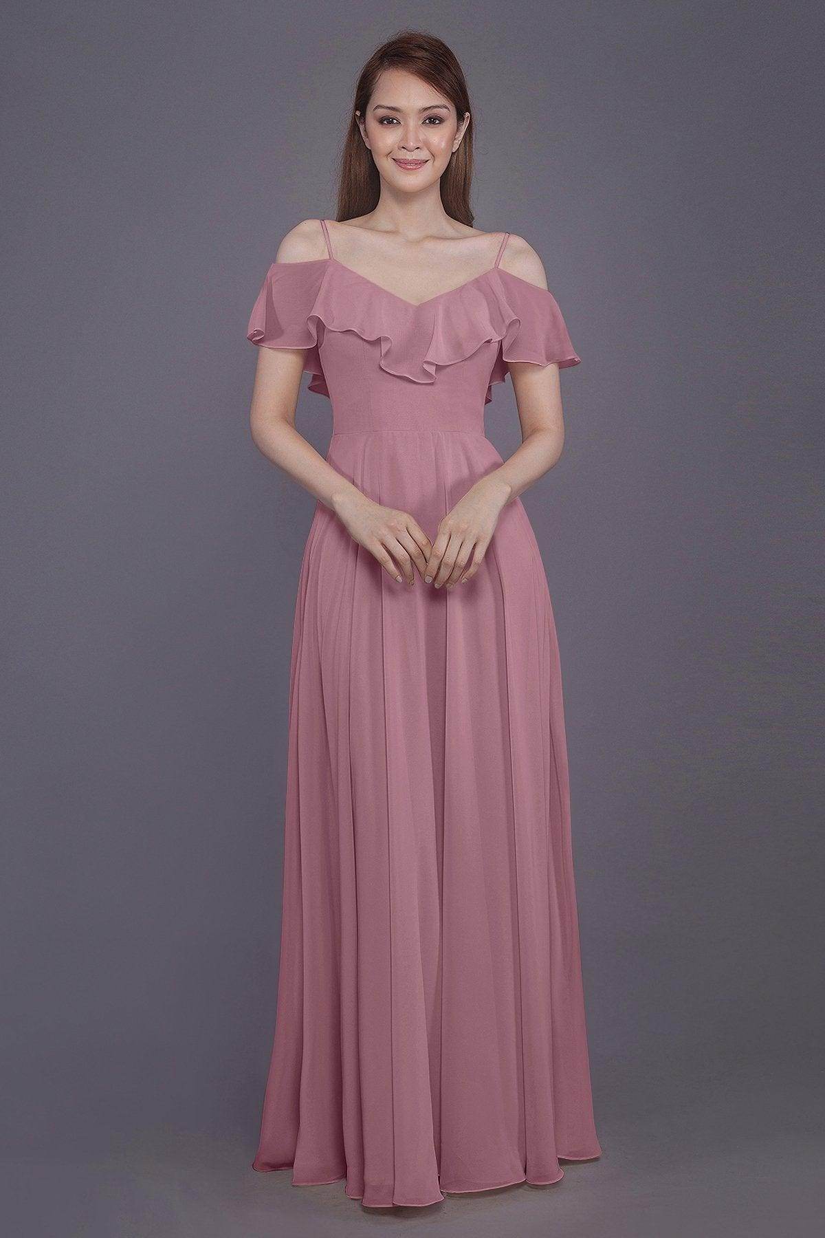 Sheath-Column Floor Length Chiffon Bridesmaid Dress PR3570PS