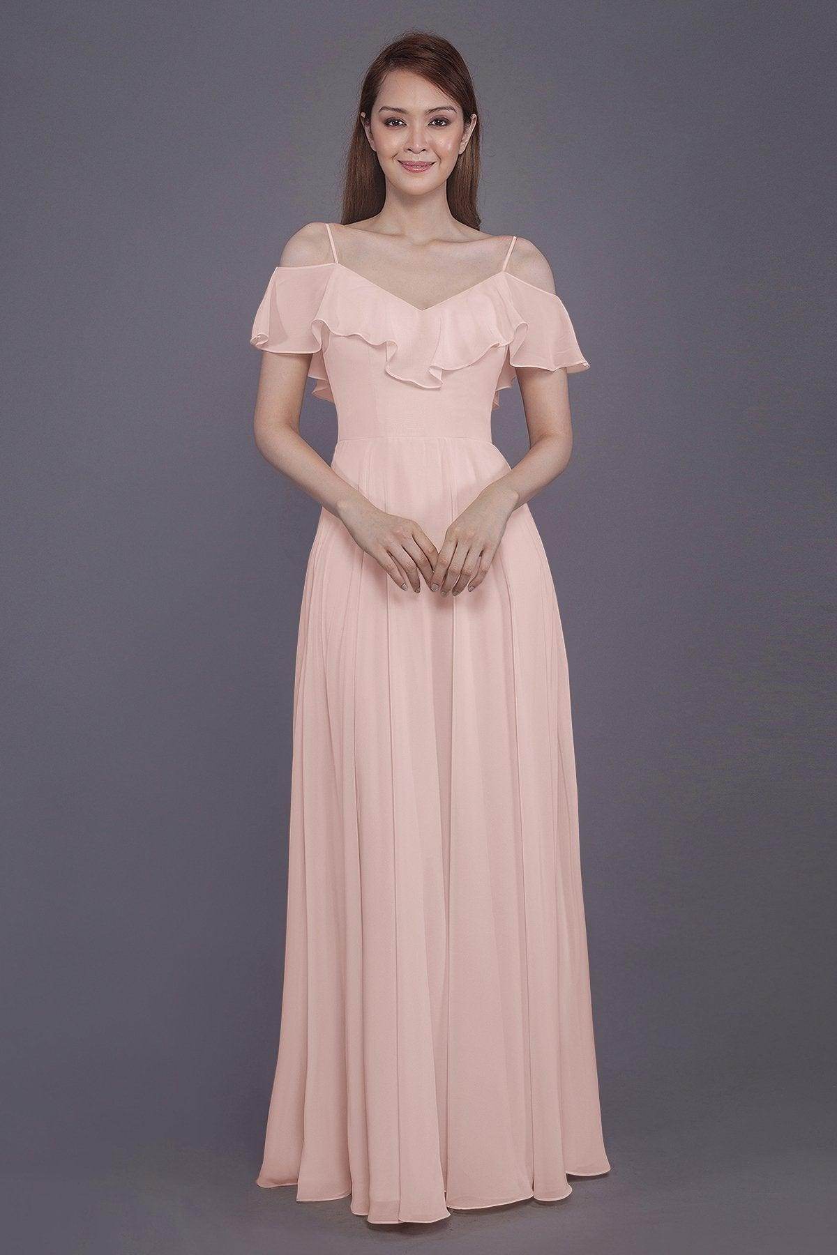 Sheath-Column Floor Length Chiffon Bridesmaid Dress PR3570PS