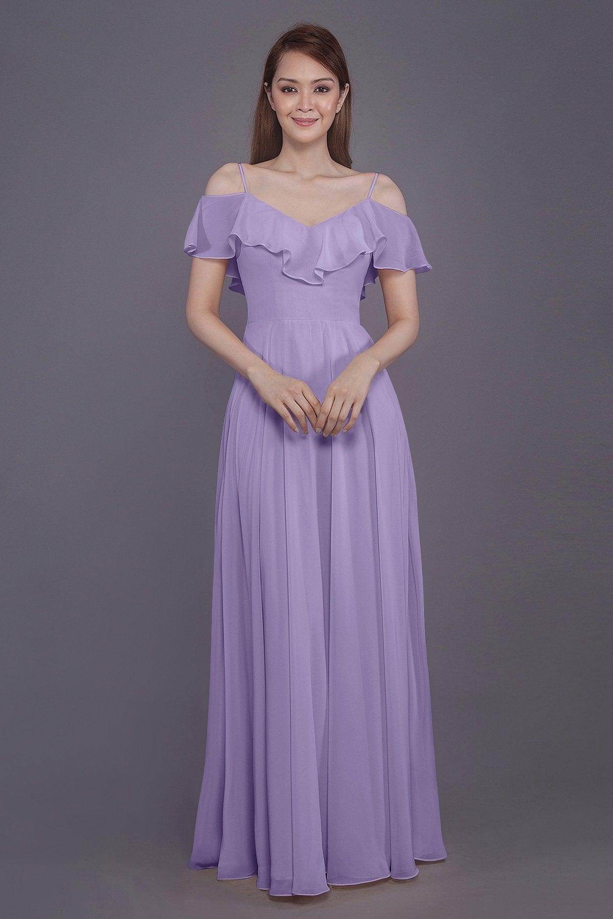 Sheath-Column Floor Length Chiffon Bridesmaid Dress PR3570PS