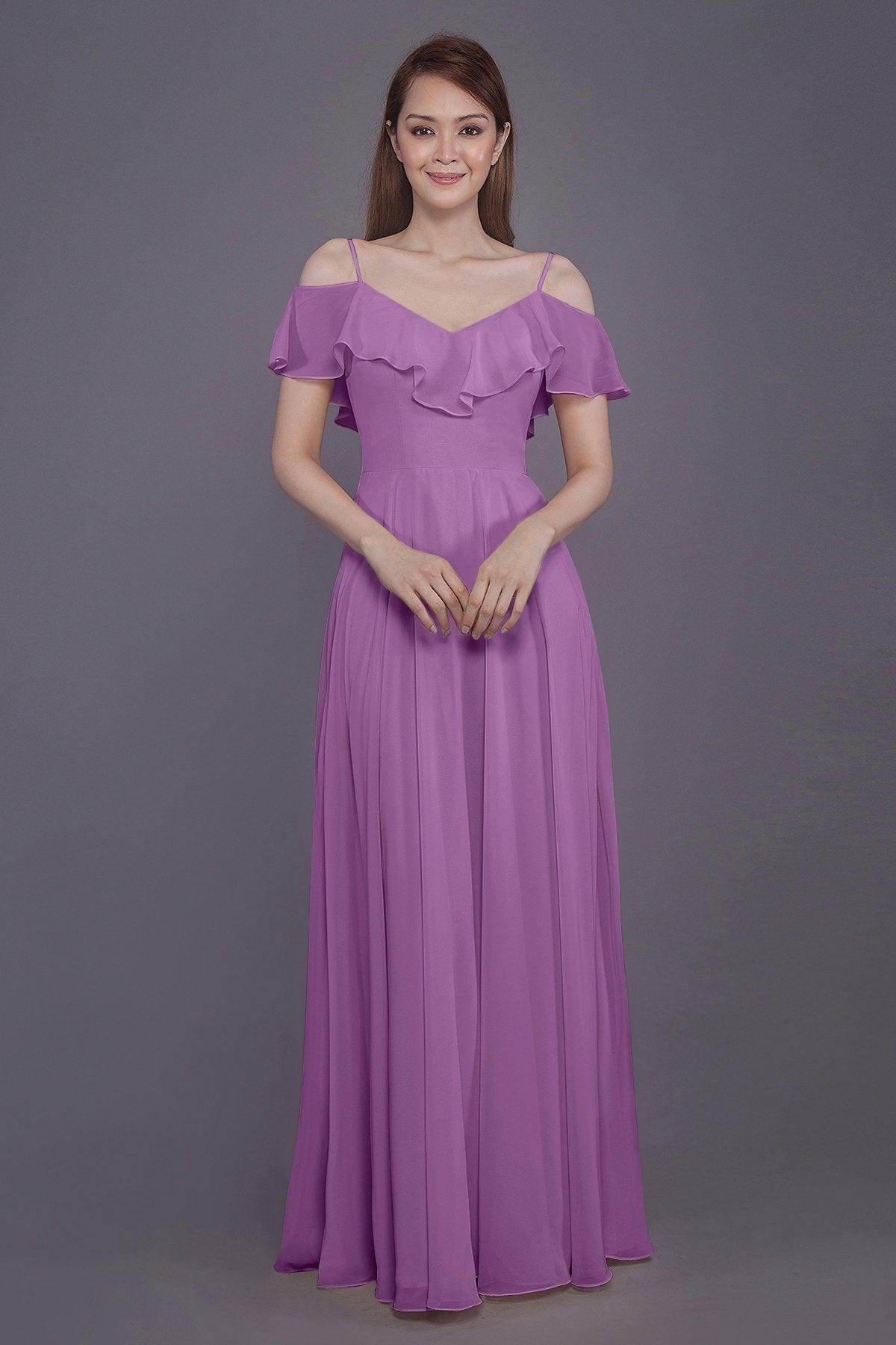 Sheath-Column Floor Length Chiffon Bridesmaid Dress PR3570PS